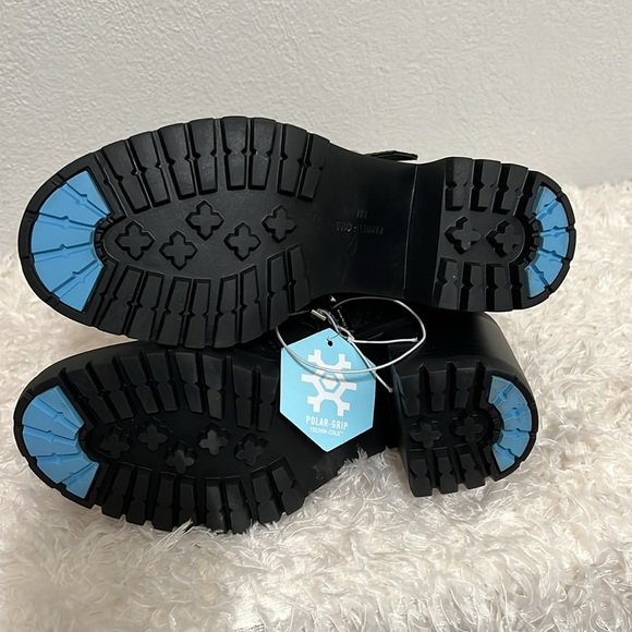 NWT Kenneth Cole Rhode Heel Buckle Polar Grip Black Leather Mid Calf Boots Sz 8 - Picture 10 of 11